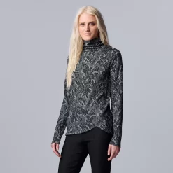 Petite Simply Vera Vera Wang Cozy Asymmetrical-Hem Turtleneck