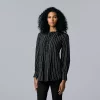 Petite Simply Vera Vera Wang Shirred Pintuck Blouse -SIMPLY VERA VERA WANG Sales 5688950 Night Stripe