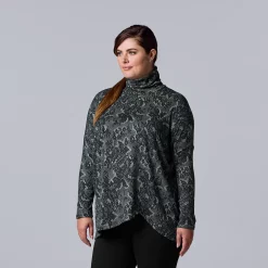 Plus Size Simply Vera Vera Wang Cozy Asymmetrical-Hem Top