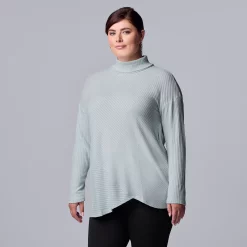 Plus Size Simply Vera Vera Wang Cozy Asymmetrical-Hem Top -SIMPLY VERA VERA WANG Sales 5690726 Lt Dovetail Htr