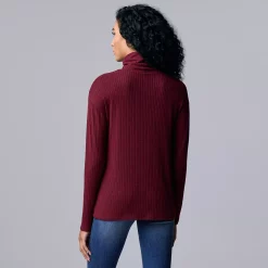 Women's Simply Vera Vera Wang Asymmetrical Ribbed Turtleneck Top -SIMPLY VERA VERA WANG Sales 5695759 ALT