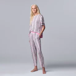 Women's Simply Vera Vera Wang Short Sleeve Pajama Top & Cropped Pajama Pants Sleep Set -SIMPLY VERA VERA WANG Sales 5702040 ALT2