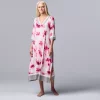 Women's Simply Vera Vera Wang 3/4 Sleeve Maxi Caftan -SIMPLY VERA VERA WANG Sales 5702045 Lt Pink Floral