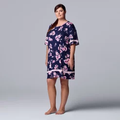 Plus Size Simply Vera Vera Wang Short Sleeve Sleepshirt -SIMPLY VERA VERA WANG Sales 5702046 Blazer Floral