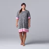 Plus Size Simply Vera Vera Wang Short Sleeve Sleepshirt -SIMPLY VERA VERA WANG Sales 5702046 Gray Animal