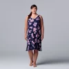 Plus Size Simply Vera Vera Wang Midi Chemise -SIMPLY VERA VERA WANG Sales 5702048 Blazer Floral