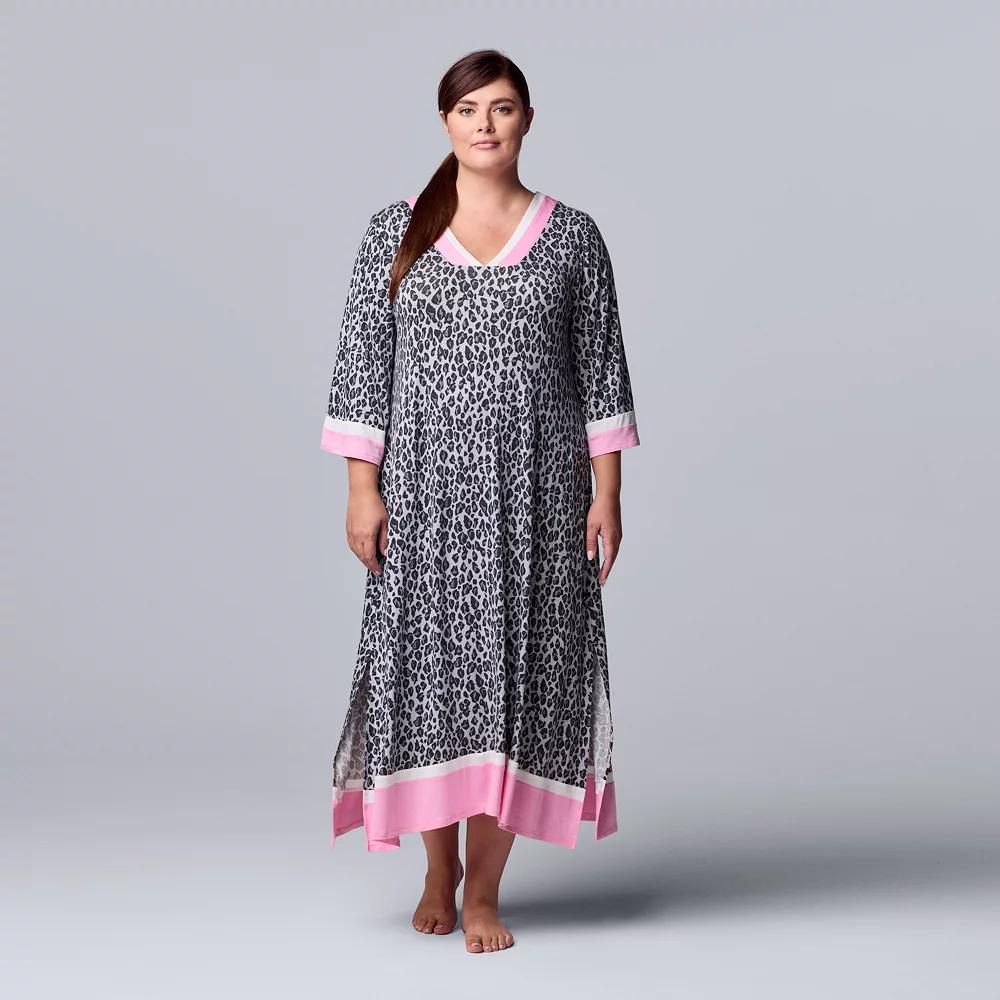 Plus Size Simply Vera Vera Wang 3/4 Sleeve Maxi Caftan 3 Plus Size Simply Vera Vera Wang 3/4 Sleeve Maxi Caftan