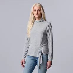 Women's Simply Vera Vera Wang Cozy Knot-Front Top -SIMPLY VERA VERA WANG Sales 5790635 Dovetail Heather