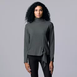 Women's Simply Vera Vera Wang Cozy Knot-Front Top -SIMPLY VERA VERA WANG Sales 5790635 Vera Black