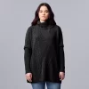 Women's Simply Vera Vera Wang Traveling Cable-Knit Poncho Sweater -SIMPLY VERA VERA WANG Sales 5797212 Vera Black