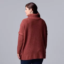 Plus Size Simply Vera Vera Wang Cable Knit Traveling Poncho -SIMPLY VERA VERA WANG Sales 5800250 ALT