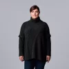 Plus Size Simply Vera Vera Wang Cable Knit Traveling Poncho -SIMPLY VERA VERA WANG Sales 5800250 Vera Black