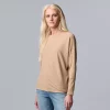 Women's Simply Vera Vera Wang Cozy Ribbed Top -SIMPLY VERA VERA WANG Sales 5804140 Hazelnut Gelato