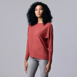 Women's Simply Vera Vera Wang Cozy Ribbed Top -SIMPLY VERA VERA WANG Sales 5804140 Mauve Elegance