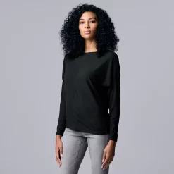 Women's Simply Vera Vera Wang Cozy Ribbed Top -SIMPLY VERA VERA WANG Sales 5804140 Vera Black