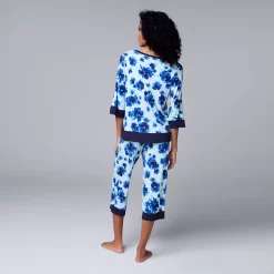 Women's Simply Vera Vera Wang 3/4 Sleeve Pajama Top and Capri Pajama Pants Sleep Set 9 Women's Simply Vera Vera Wang 3/4 Sleeve Pajama Top and Capri Pajama Pants Sleep Set -SIMPLY VERA VERA WANG Sales 5804564 ALT