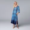 Women's Simply Vera Vera Wang Maxi Caftan -SIMPLY VERA VERA WANG Sales 5809674 Navy Ombre Plaid
