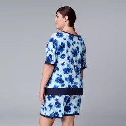 Plus Size Simply Vera Vera Wang Short Sleeve Pajama Top and Bermuda Pajama Shorts Sleep Set -SIMPLY VERA VERA WANG Sales 5809677 ALT