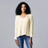 Women's Simply Vera Vera Wang Pleated Splitneck Top -SIMPLY VERA VERA WANG Sales 5810998 Vanilla