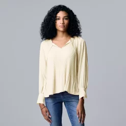 Women's Simply Vera Vera Wang Pleated Splitneck Top