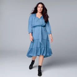 Women's Simply Vera Vera Wang High-Low Tiered Midi Dress -SIMPLY VERA VERA WANG Sales 5836917 Sky Blue