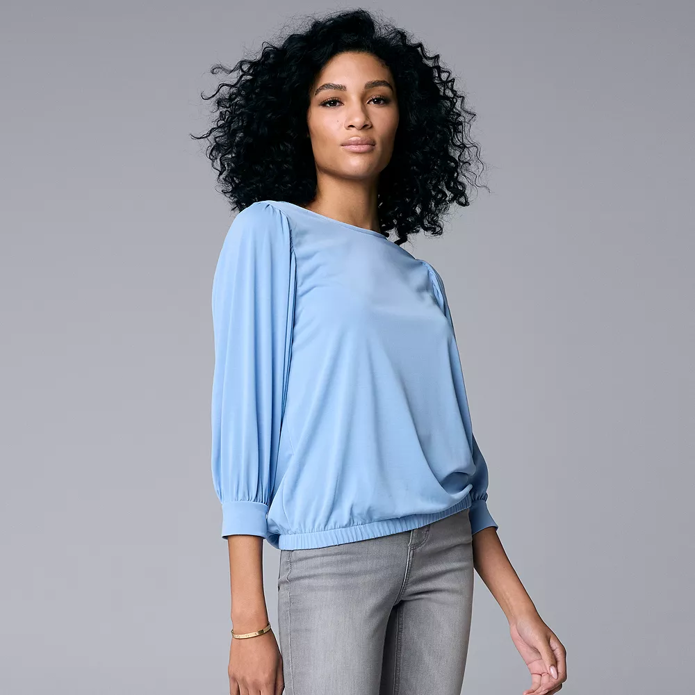 Women's Simply Vera Vera Wang Banded-Hem Draped Top 4 Women's Simply Vera Vera Wang Banded-Hem Draped Top - Image 2