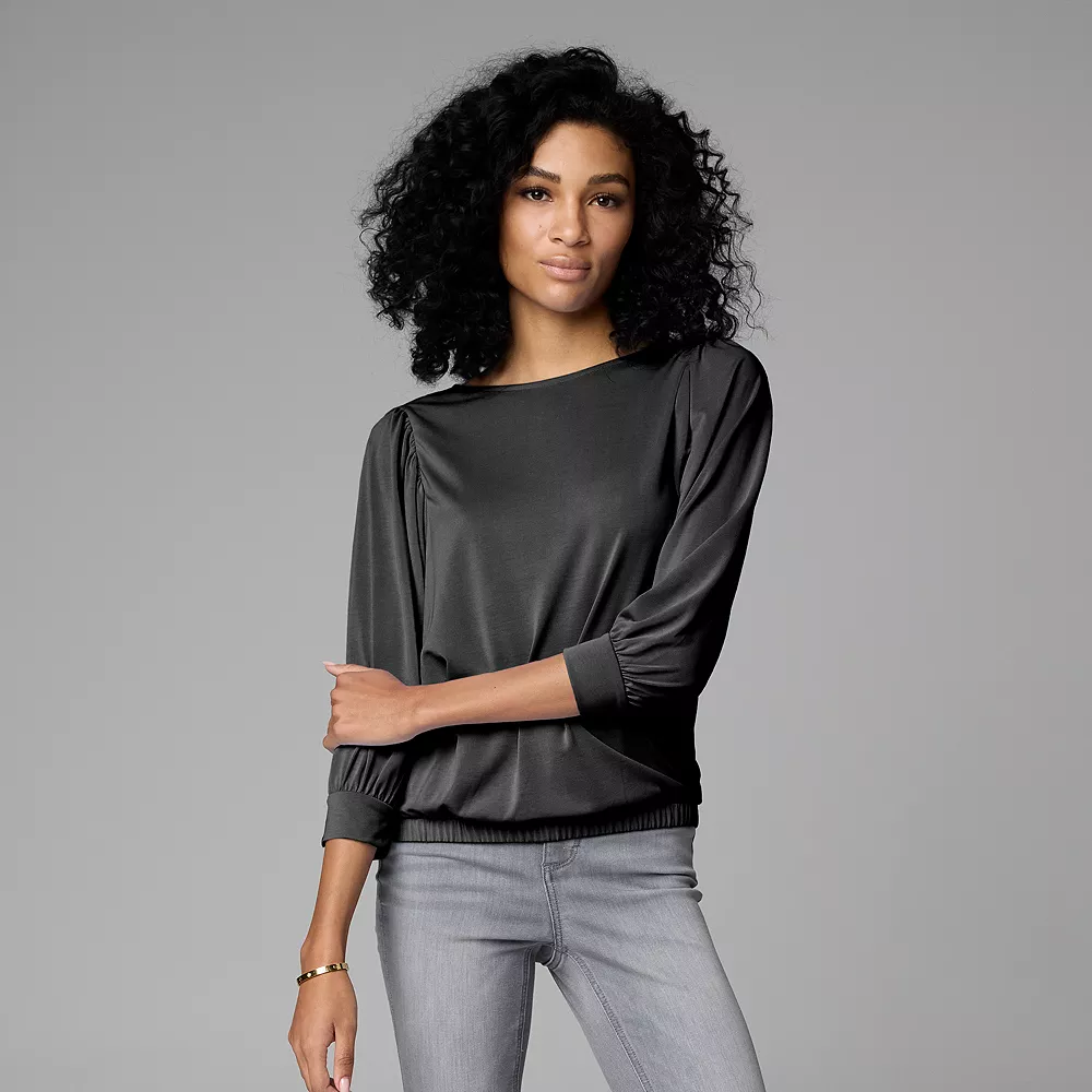 Women's Simply Vera Vera Wang Banded-Hem Draped Top 7 Women's Simply Vera Vera Wang Banded-Hem Draped Top - Image 5