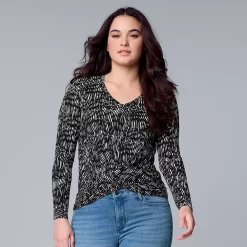 Women's Simply Vera Vera Wang Twist-Front Top -SIMPLY VERA VERA WANG Sales 5853079 Graphic Abstract
