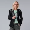 Women's Simply Vera Vera Wang Faux-Leather Blazer -SIMPLY VERA VERA WANG Sales 5856862