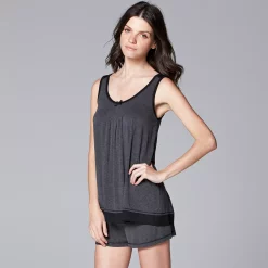 Women's Simply Vera Vera Wang Basic Luxury Tank & Boxer Sleep Set