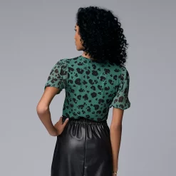 Women's Simply Vera Vera Wang Mixed-Media Top -SIMPLY VERA VERA WANG Sales 5883436 ALT