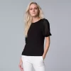 Women's Simply Vera Vera Wang Mixed-Media Top 2 Women's Simply Vera Vera Wang Mixed-Media Top -SIMPLY VERA VERA WANG Sales 5883436 Vera Black