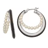 Simply Vera Vera Wang Silver Tone Simulated Pearl & Leather Layered Hoop Earrings -SIMPLY VERA VERA WANG Sales 5895472