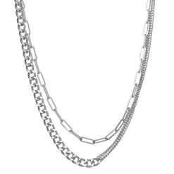 Simply Vera Vera Wang Silver Tone Double-Layer Chain Necklace