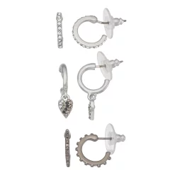 Simply Vera Vera Wang Silver Tone Heart And Arrow Huggie Earring Set