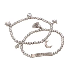Simply Vera Vera Wang Silver Tone Social Galaxy Charm Stretch Bracelet Set