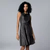 Women's Simply Vera Vera Wang Faux-Leather Dress -SIMPLY VERA VERA WANG Sales 5900544 Vera Black