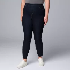 Plus Size Simply Vera Vera Wang Mid-Rise Shaping Denim Leggings