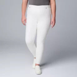 Plus Size Simply Vera Vera Wang Mid-Rise Shaping Denim Leggings -SIMPLY VERA VERA WANG Sales 5900853 White