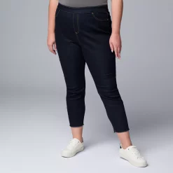 Plus Size Simply Vera Vera Wang Mid-Rise Shaping Capri Length Denim Leggings