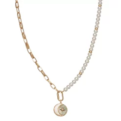 Simply Vera Vera Gold Tone Simulated Pearl Chain Celestial Pendant Necklace