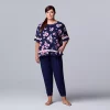 Plus Size Simply Vera Vera Wang Short Sleeve Pajama Top and Cropped Banded Bottom Pajama Pants Sleep Set -SIMPLY VERA VERA WANG Sales 5934677