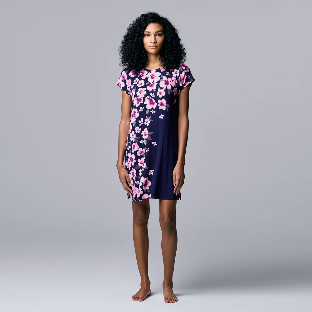 Women's Simply Vera Vera Wang Short Sleeve Sleepshirt 3 Women's Simply Vera Vera Wang Short Sleeve Sleepshirt