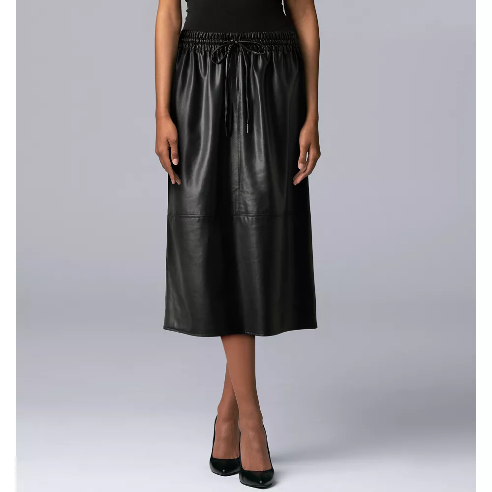 Women's Simply Vera Vera Wang Faux-Leather Midi Skirt 3 Women's Simply Vera Vera Wang Faux-Leather Midi Skirt