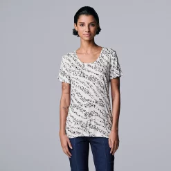 Petite Simply Vera Vera Wang Printed Short Sleeve Tee