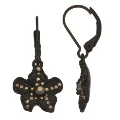 Simply Vera Vera Wang Jet Tone Open Flower Drop Leverback Earrings