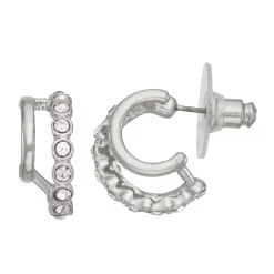 Simply Vera Vera Wang Silver Tone Post Stone Hoop Earrings