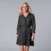 Petite Simply Vera Vera Wang Ruffle Satin Shirt Dress -SIMPLY VERA VERA WANG Sales 6094971