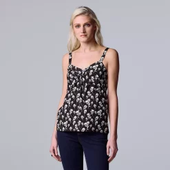 Women's Simply Vera Vera Wang Twist-Front Tank -SIMPLY VERA VERA WANG Sales 6120509 Mini Shadow Stems A