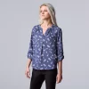 Women's Simply Vera Vera Wang Roll-Tab Sleeve Popover Blouse -SIMPLY VERA VERA WANG Sales 6171470 Scattered Petals